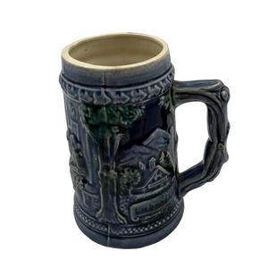 Vintage Glazed Ceramic 3D Large Decorative Souvenir Stein West Germany Blue